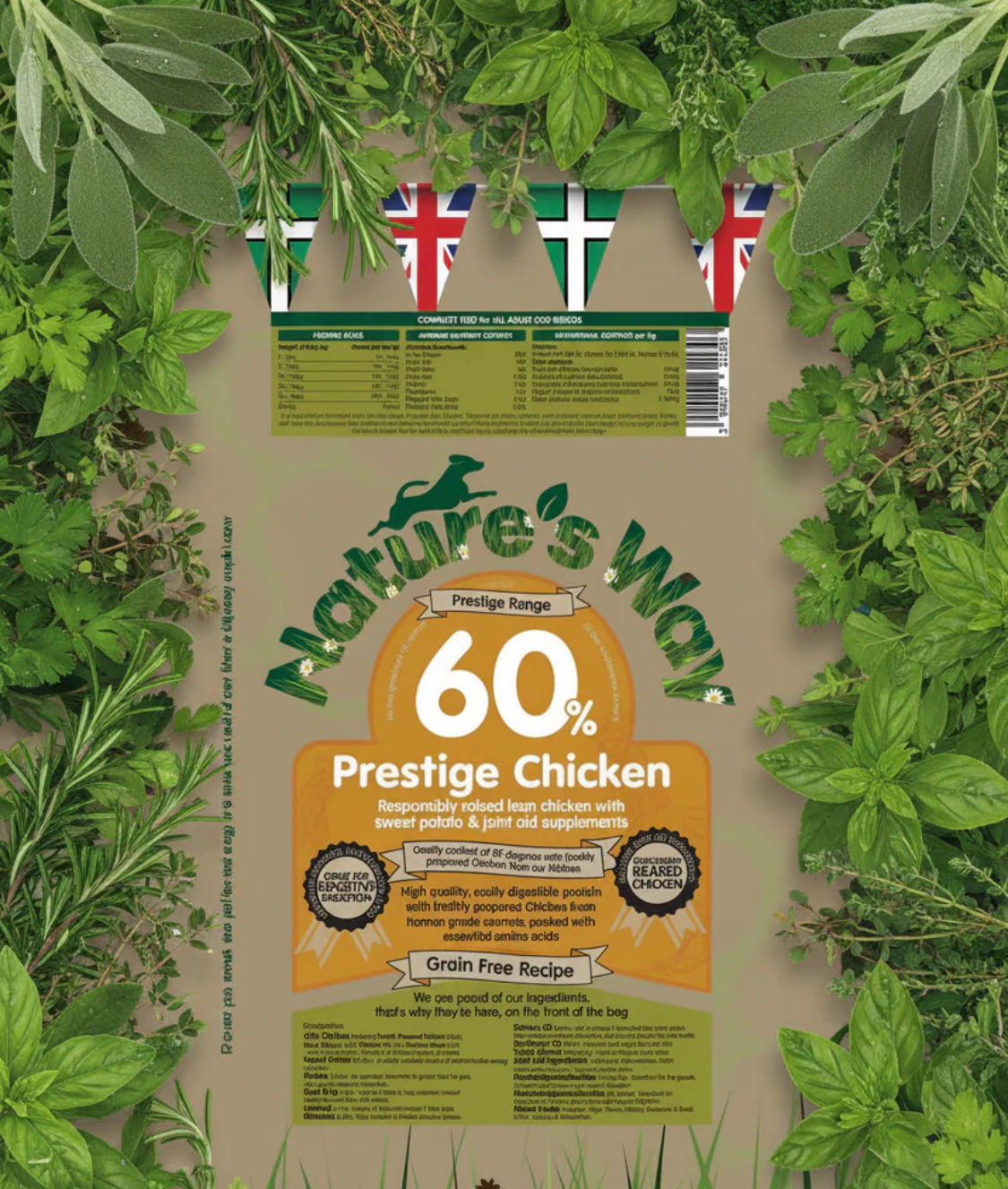 Naturesway prestige 60% chicken grainfree adult dog recipe 2kg