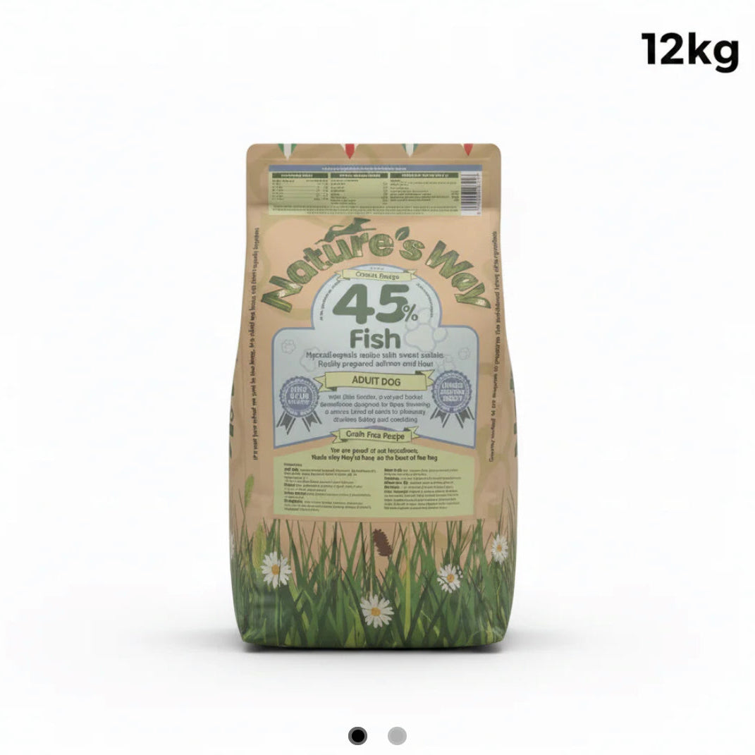 Naturesway 45% fish and potato grain free adult dog food 12kg (itch-eeze recipe)