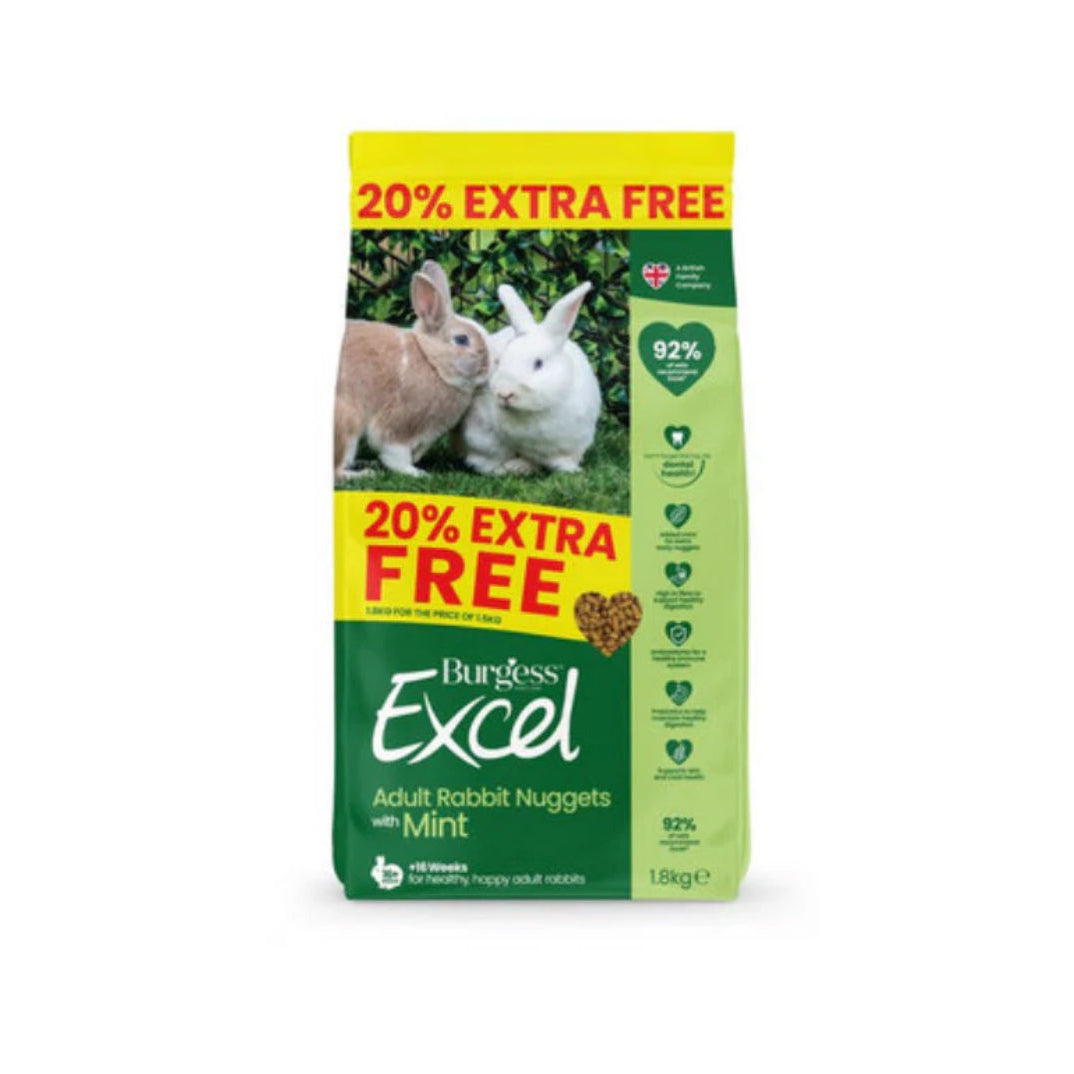 Burgess excel adult rabbit food with mint 1.5kg