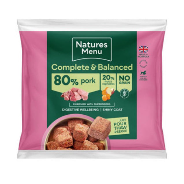 Natures Menu Complete & Balanced 80/20
Frozen Nuggets Pork
1kg