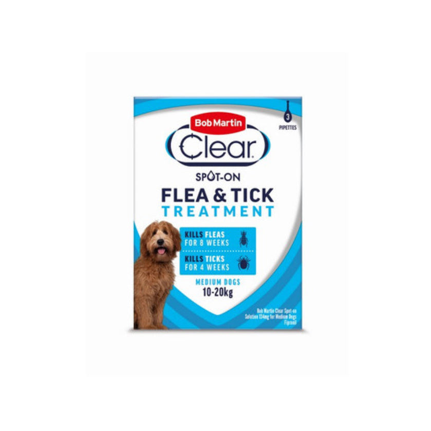 BM Clear Flea Clear Spot On for Medium
Dogs (3 Pipettes)