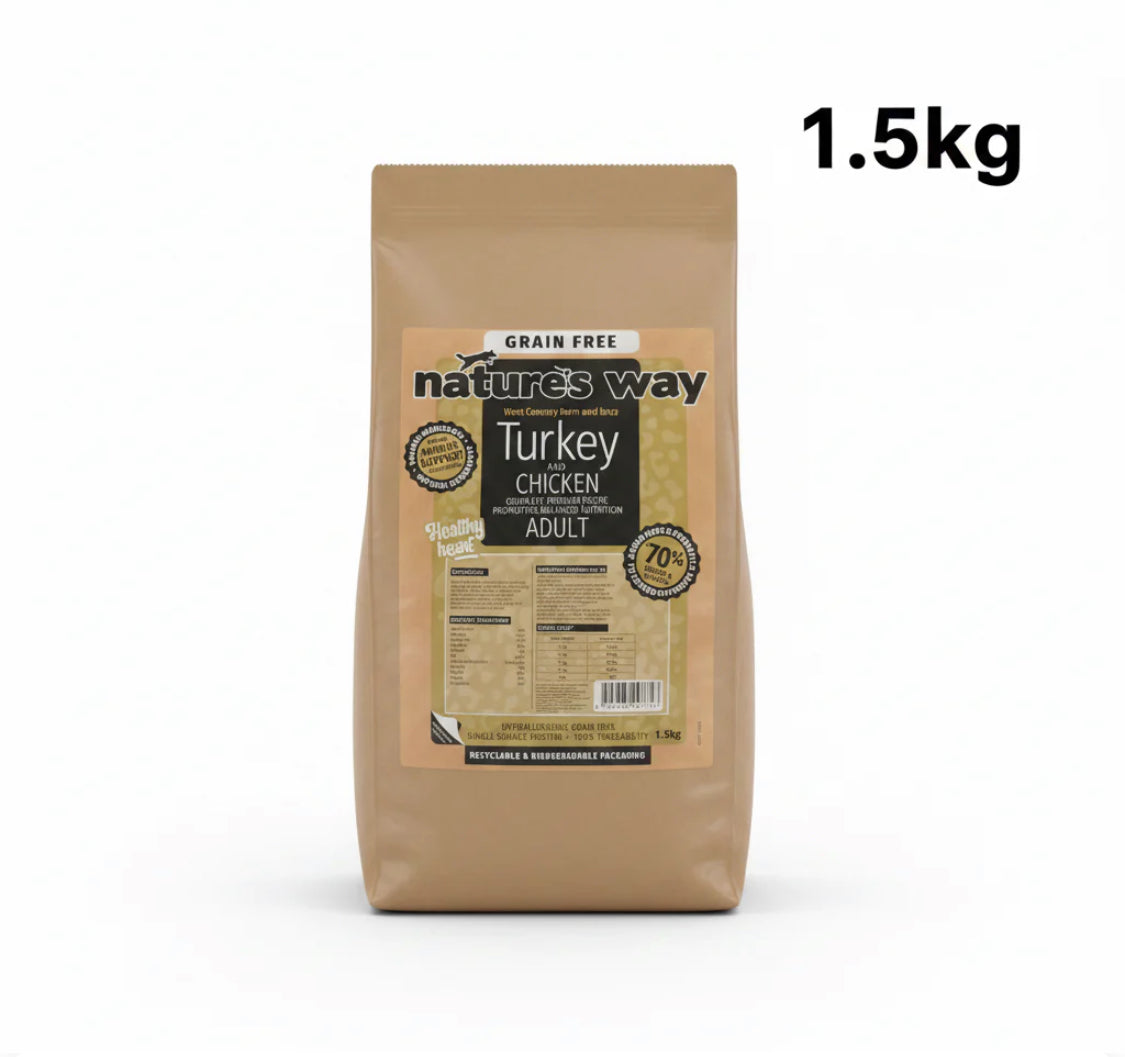 Naturesway grainfree adult cat 70% turkey and chicken 1.5kg