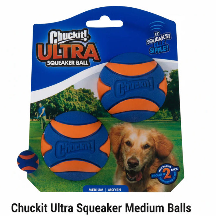 Chuckit! Ultra Squeaker Ball Medium (2Pk)6.5cm