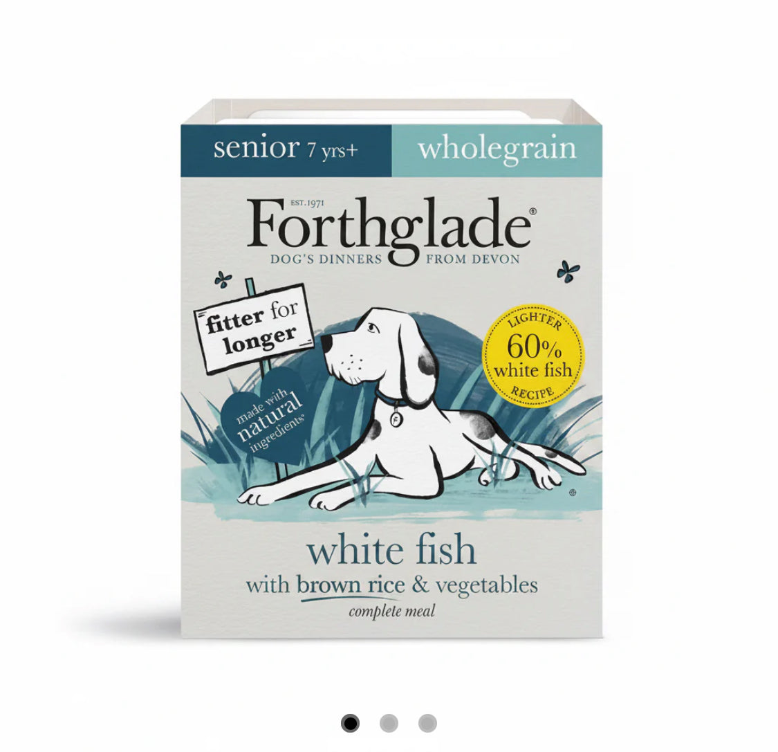 Forthglade senior white fish brown rice and vegetables wet food 395g