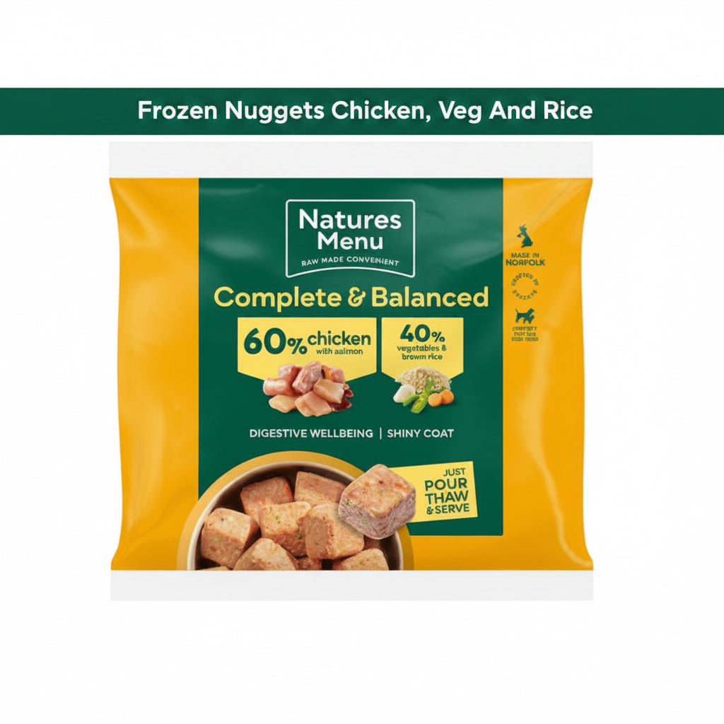 Natures Menu Frozen Nuggets Chicken Veg and Rice 1kg