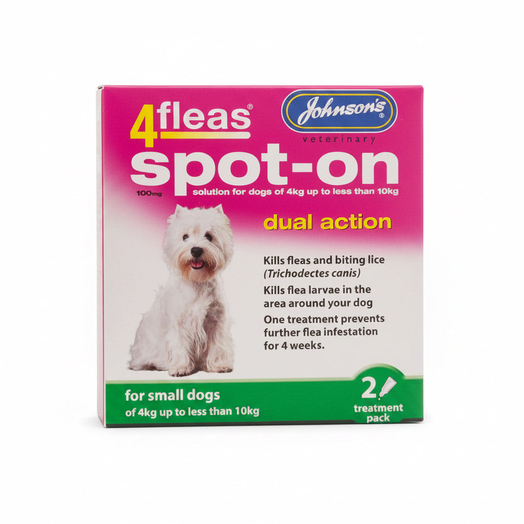 4fleas spot on dual action for small dogs weighing between 4kg upto and less than 10kg