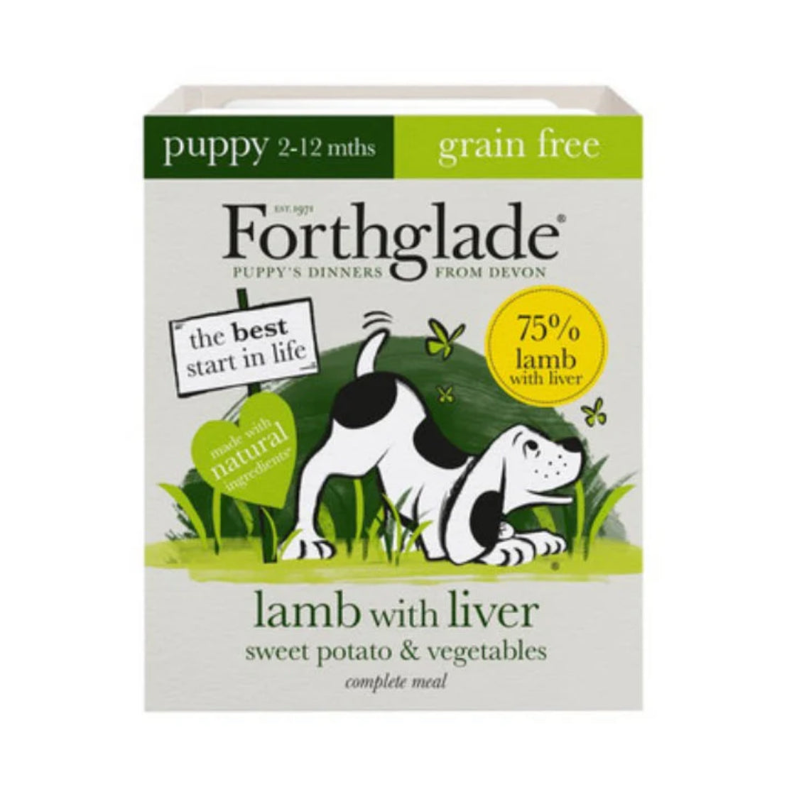 Forthglade puppy lamb with liver sweet potato and vegetables wet food 395g