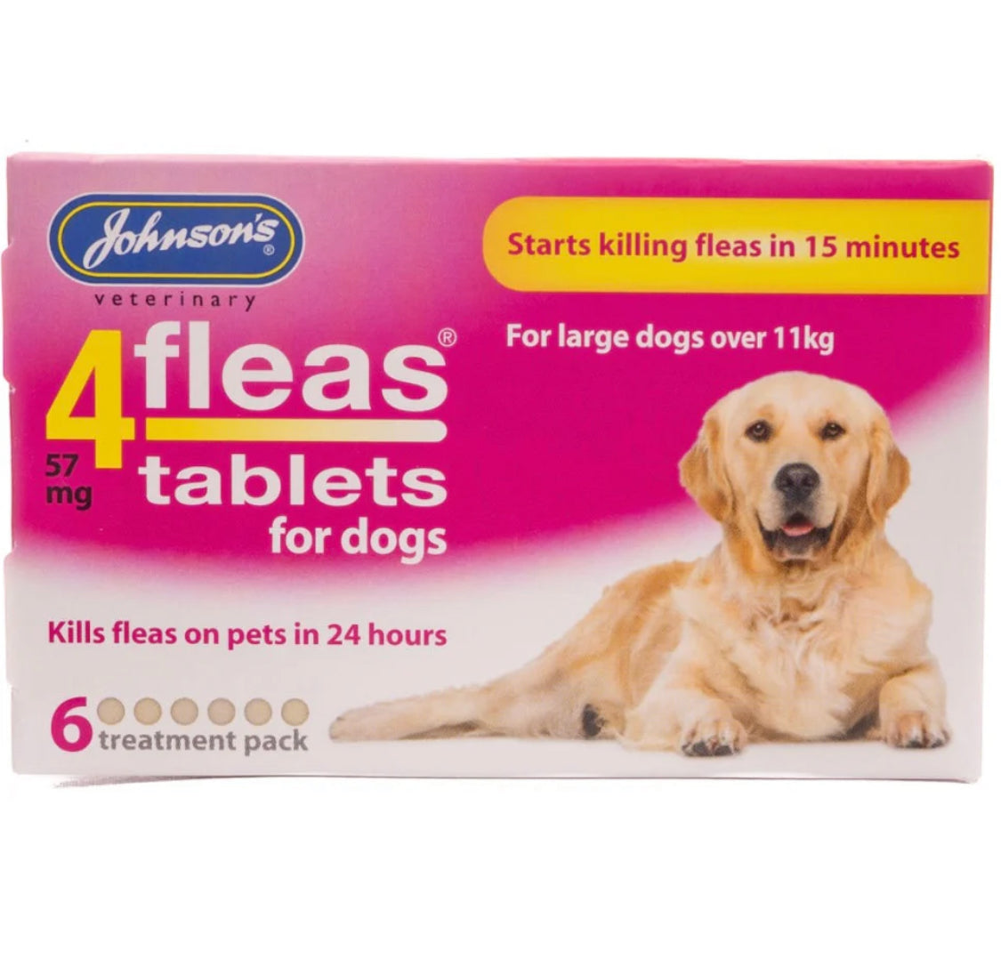 Johnson’s 4fleas flea tablets for large dogs over 11kg (6pack)