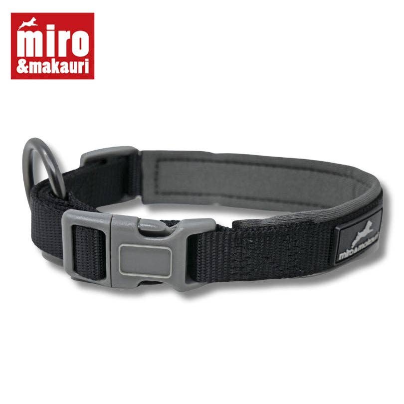 Makauri Neoprene Padded Nylon Clasp Dog Collar Black