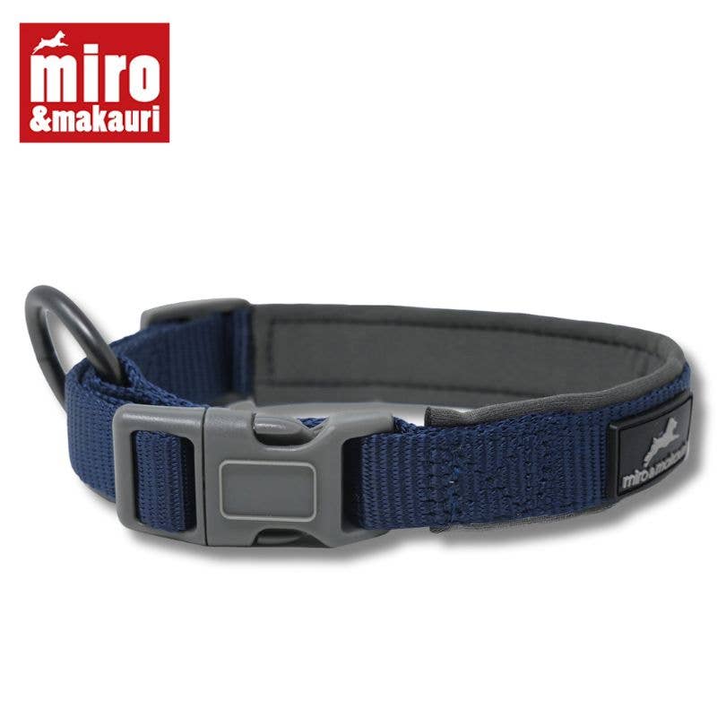Makauri Neoprene Padded Nylon Clasp Dog Collar Navy
