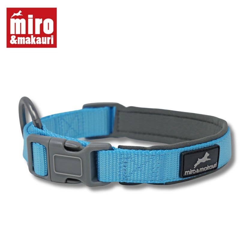 Makauri Neoprene Padded Nylon Clasp Dog Collar Blue