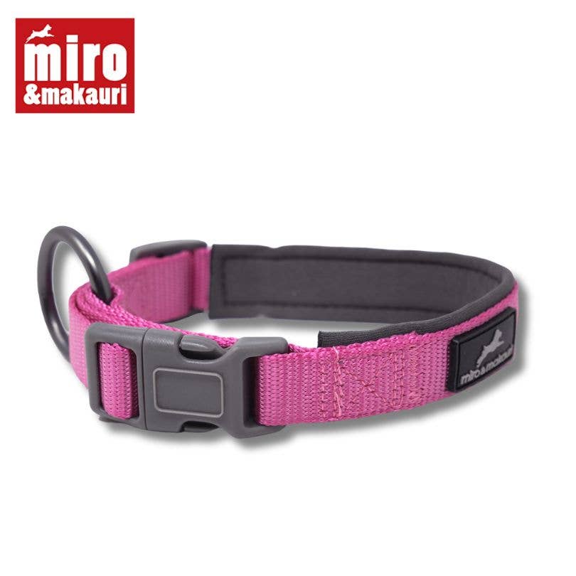 Makauri Neoprene Padded Nylon Clasp Dog Collar Pink