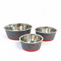 Pink posh paws metal bowls